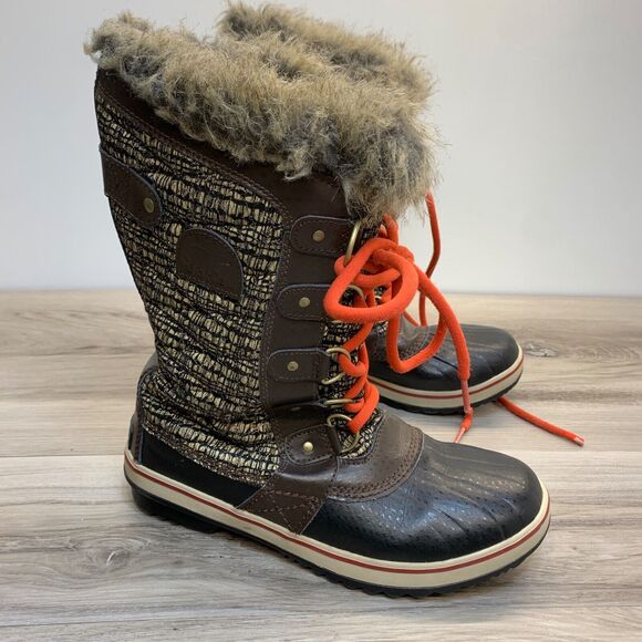 Sorel Tofino Winter Boots Womens Size 8 US Faux Fur Tall Herringbone NL2288-231 - Picture 1 of 12